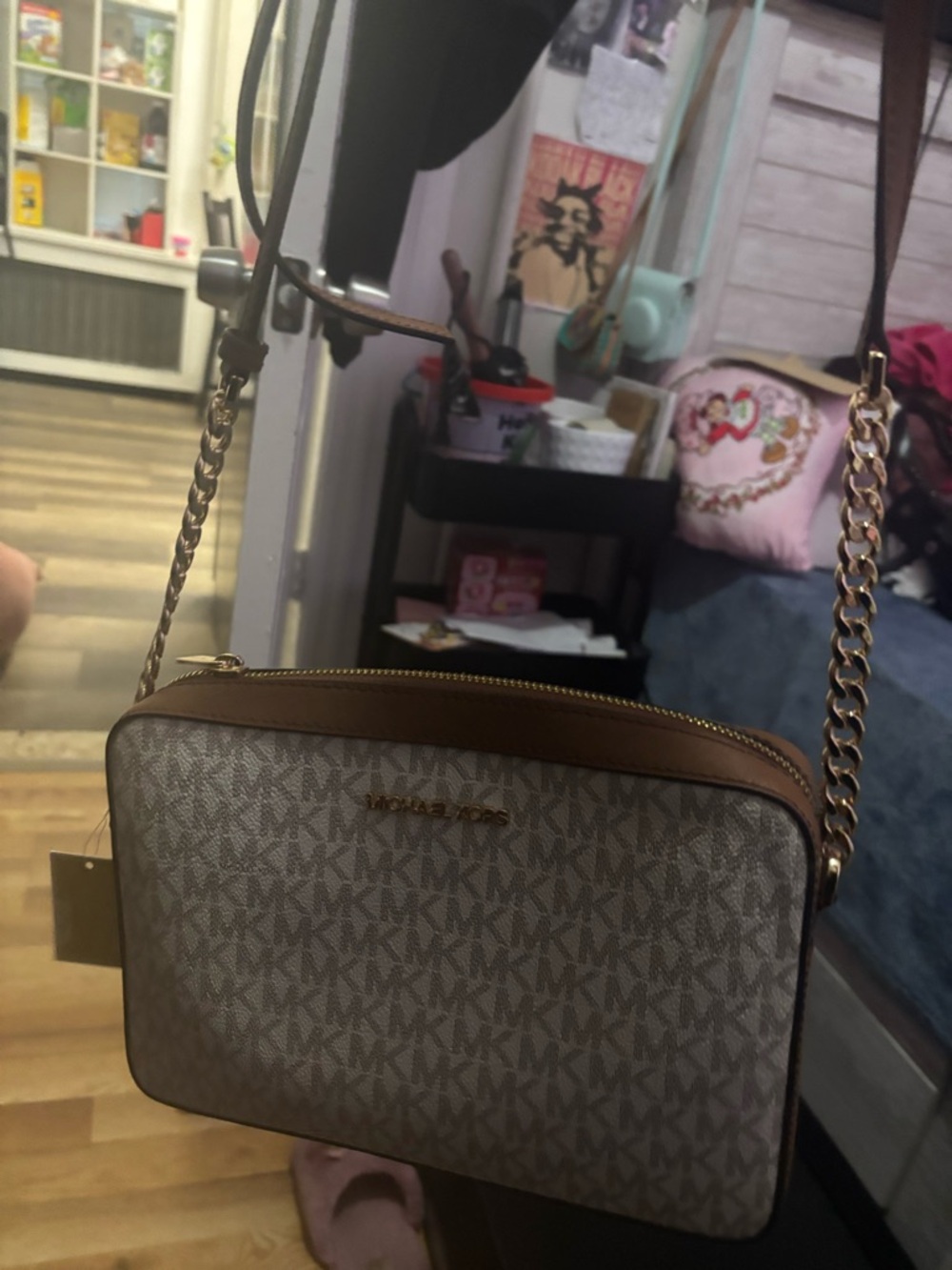 Michael Kors women  Logo Travel Pouch in Brown/Beige